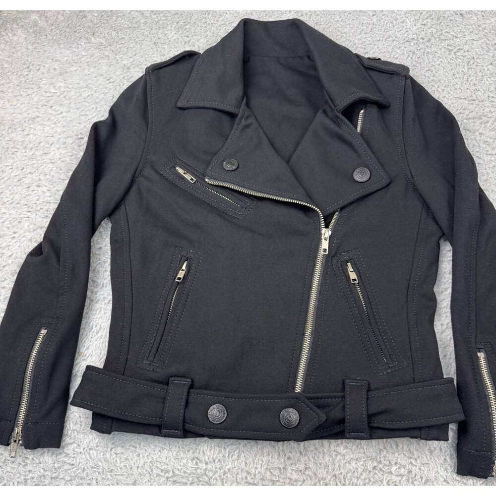 True Religion Womens S Black "Store Sample" Biker Jacket 90s Y2K Gothic Skater - Picture 4 of 14